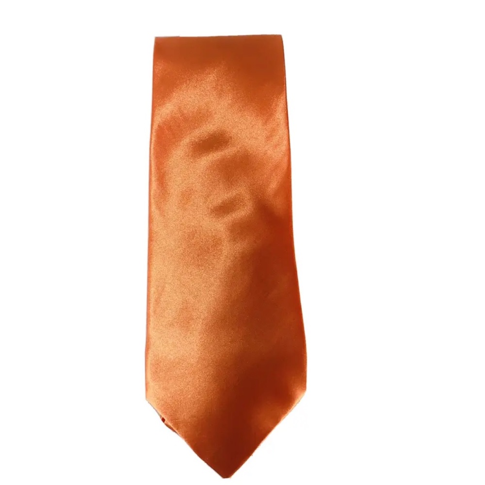 Daniel Ellissa Men's Tie Orange Solid Pattern 100% Polyester 3.75" Wide